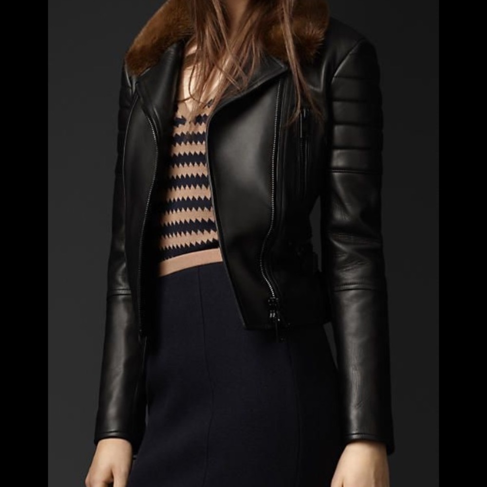 Burberry Prorsum Leather & Mink Motorcyle Jacket - Picture 5 of 5